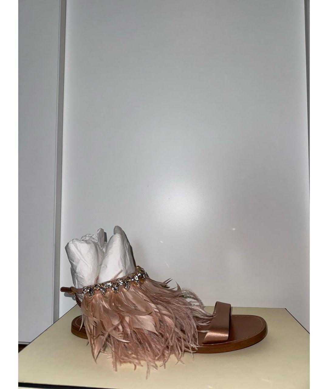 MIU MIU Розовые текстильные сандалии, фото 6
