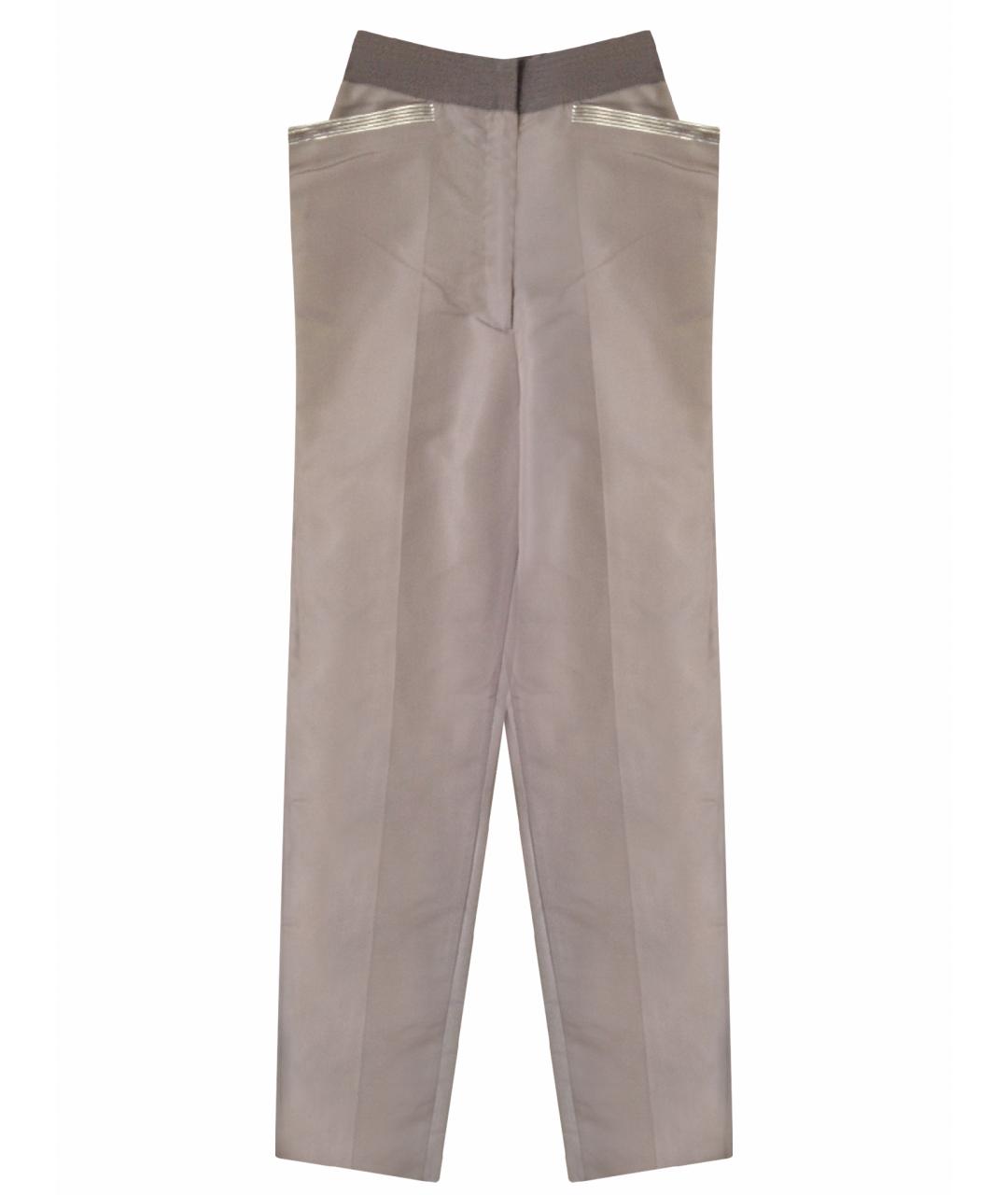 GIANFRANCO FERRE Бежевые шелковые прямые брюки, фото 1