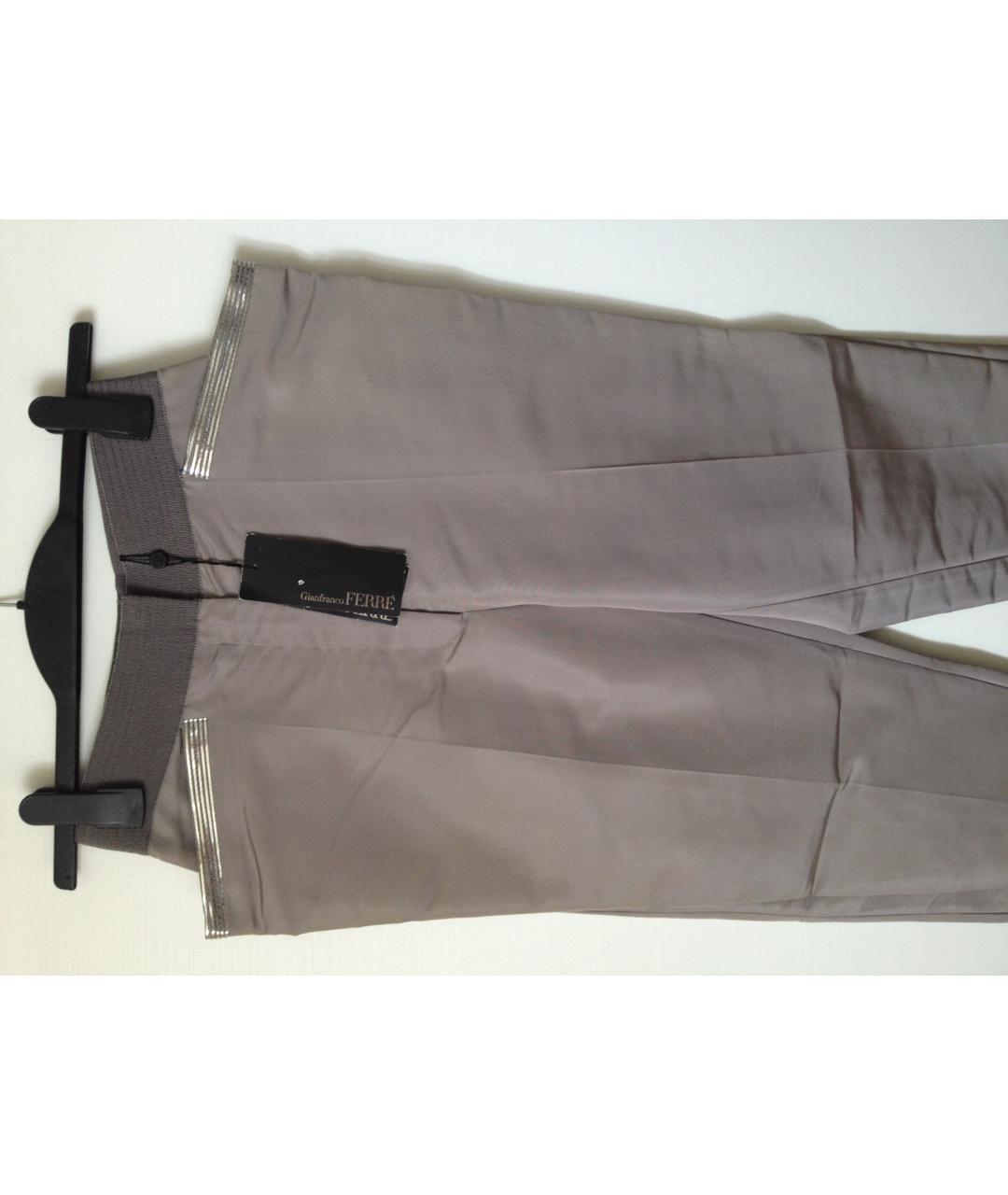 GIANFRANCO FERRE Бежевые шелковые прямые брюки, фото 2