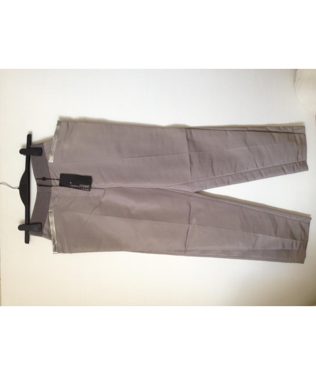 GIANFRANCO FERRE Бежевые шелковые прямые брюки, фото 8