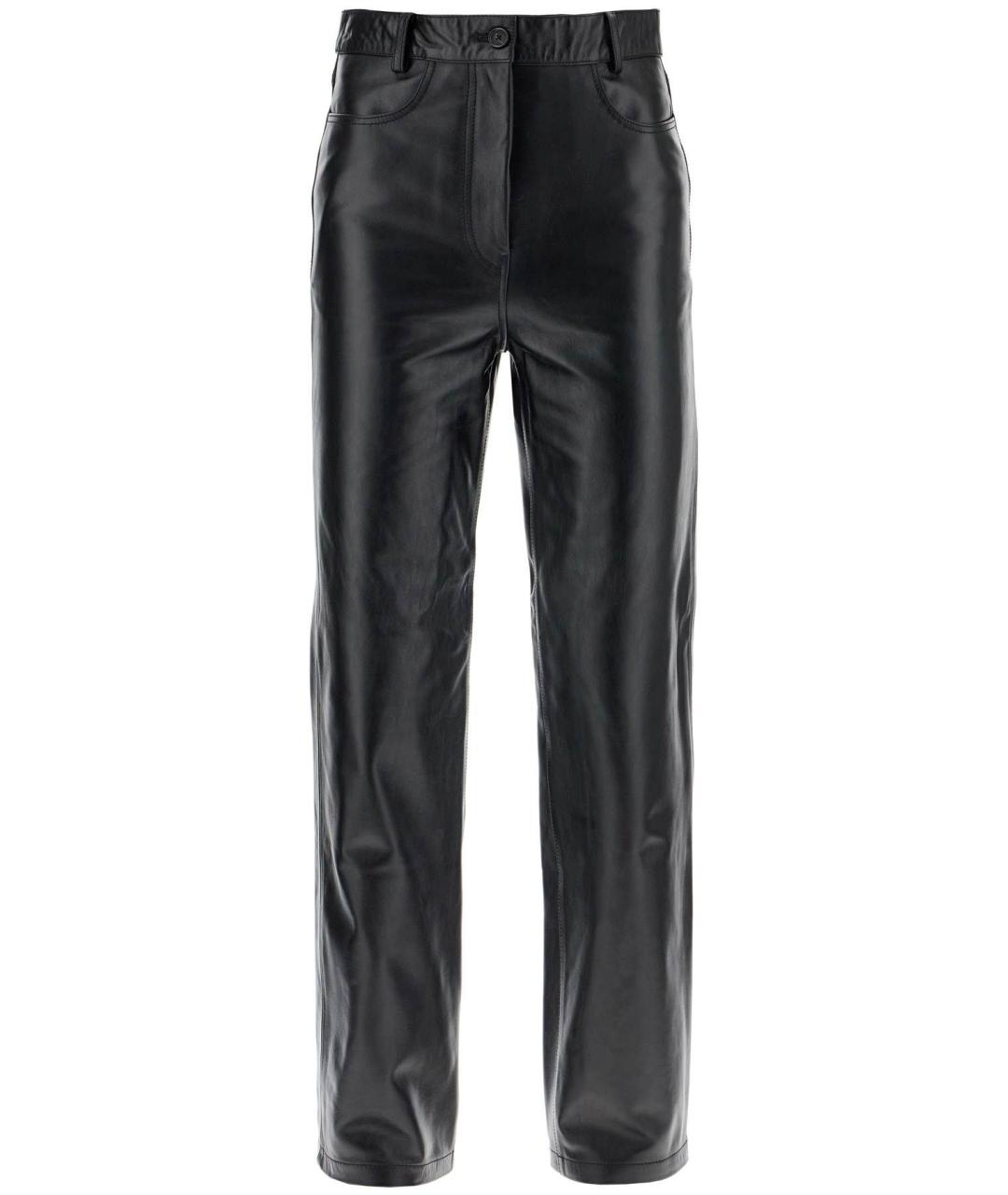 TOTEME Черные кожаные прямые брюки, фото 2