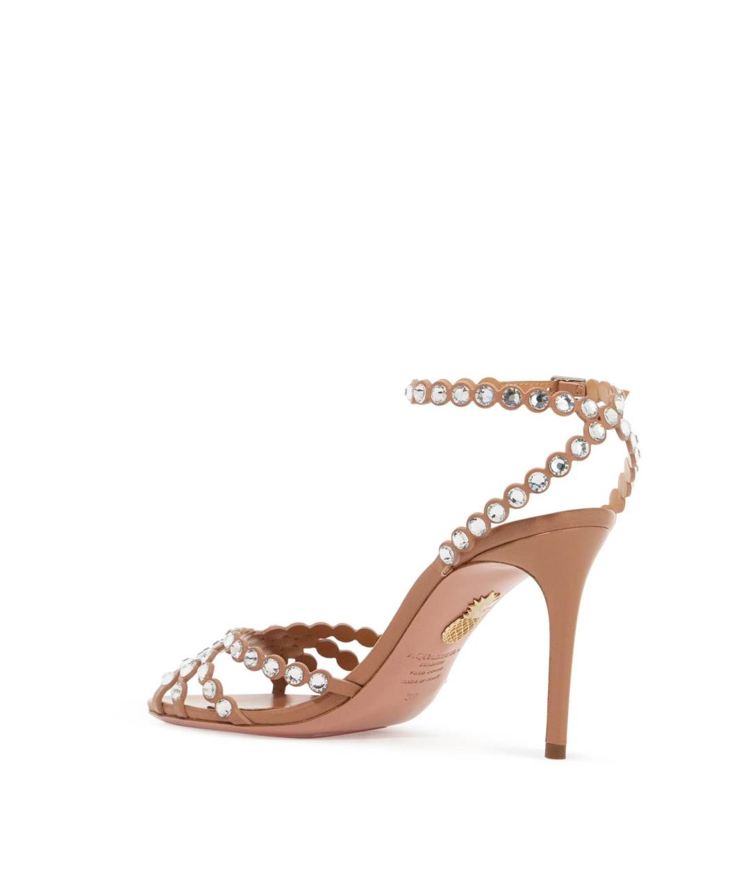 AQUAZZURA Бежевые кожаные босоножки, фото 3