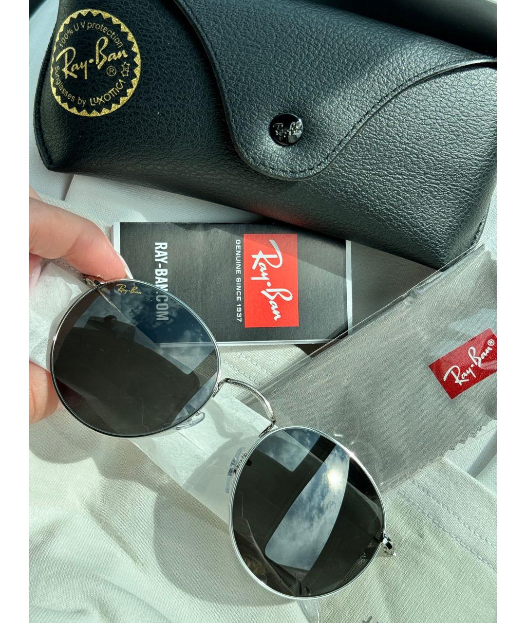 RAY BAN Антрацитовые металлические солнцезащитные очки, фото 6