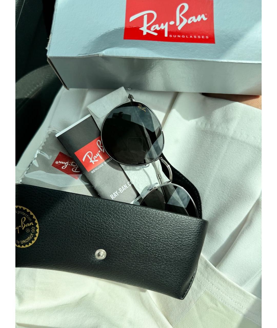 RAY BAN Антрацитовые металлические солнцезащитные очки, фото 4