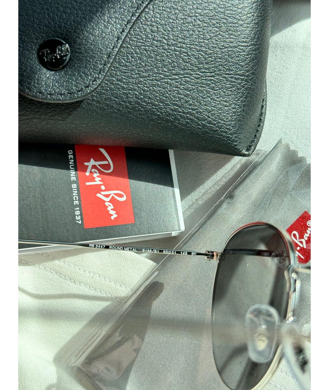 RAY BAN Антрацитовые металлические солнцезащитные очки, фото 3