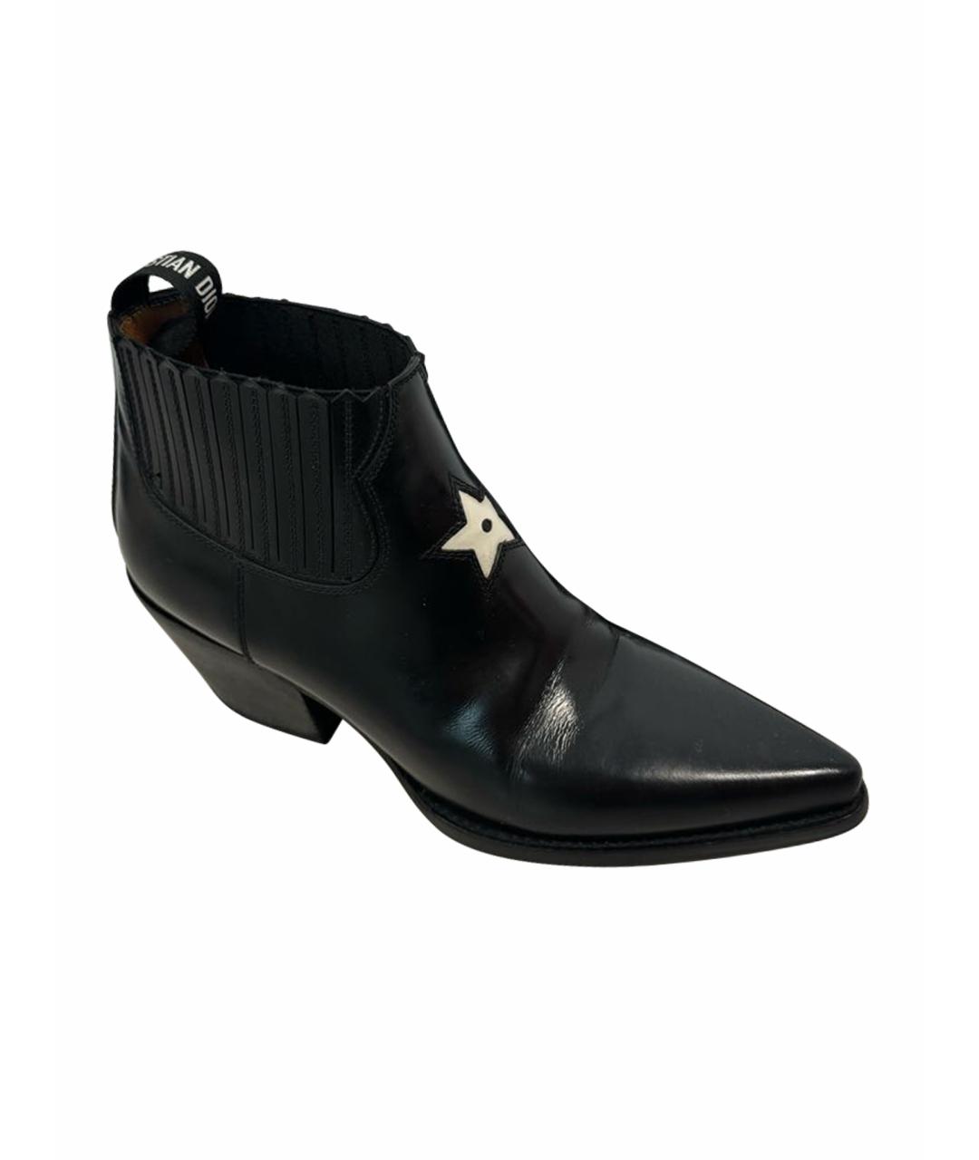 CHRISTIAN DIOR Черные кожаные ботинки, фото 1