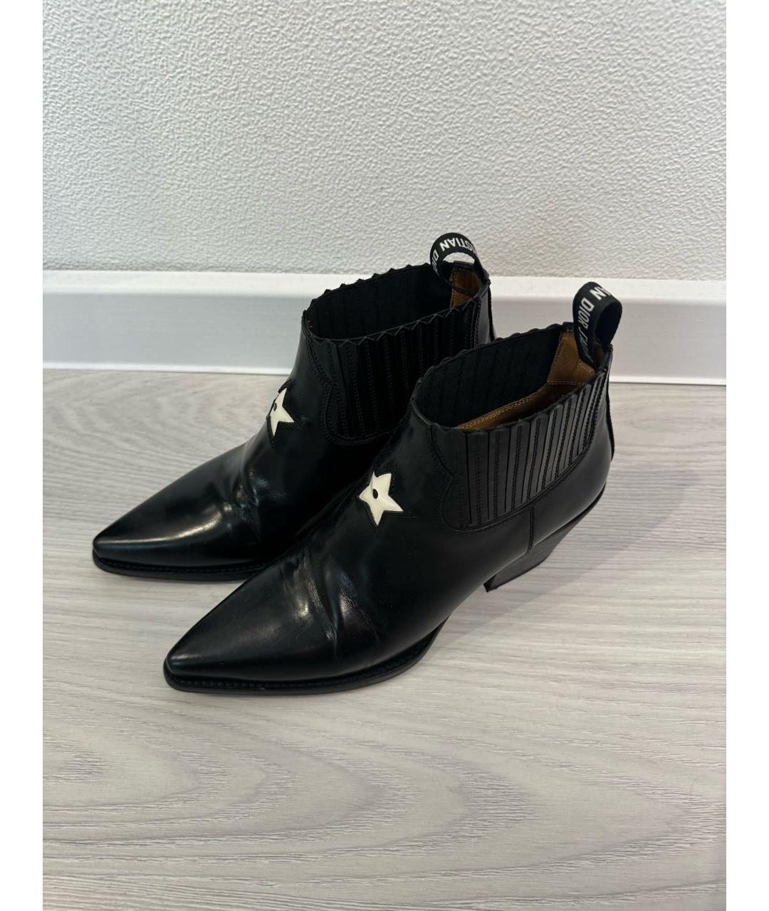 CHRISTIAN DIOR Черные кожаные ботинки, фото 3