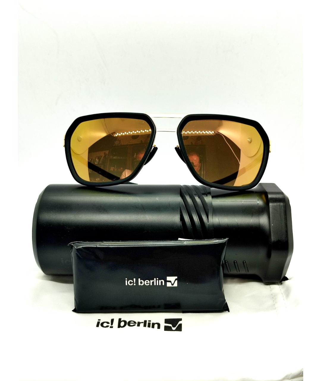 ICBERLIN Золотые металлические солнцезащитные очки, фото 6