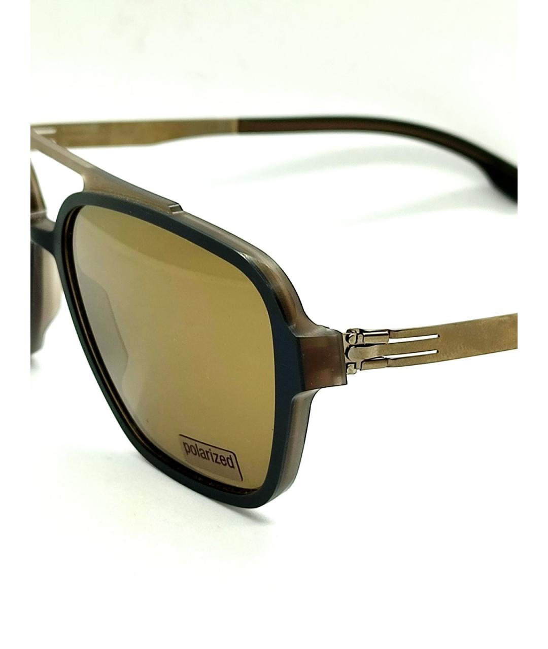 ICBERLIN Коричневые металлические солнцезащитные очки, фото 2