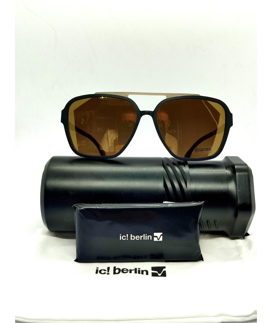ICBERLIN Коричневые металлические солнцезащитные очки, фото 6