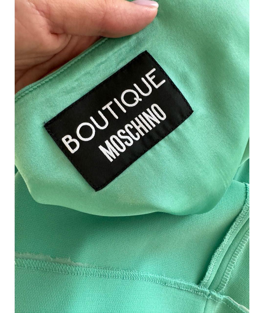 BOUTIQUE MOSCHINO Бирюзовое полиэстеровое коктейльное платье, фото 3