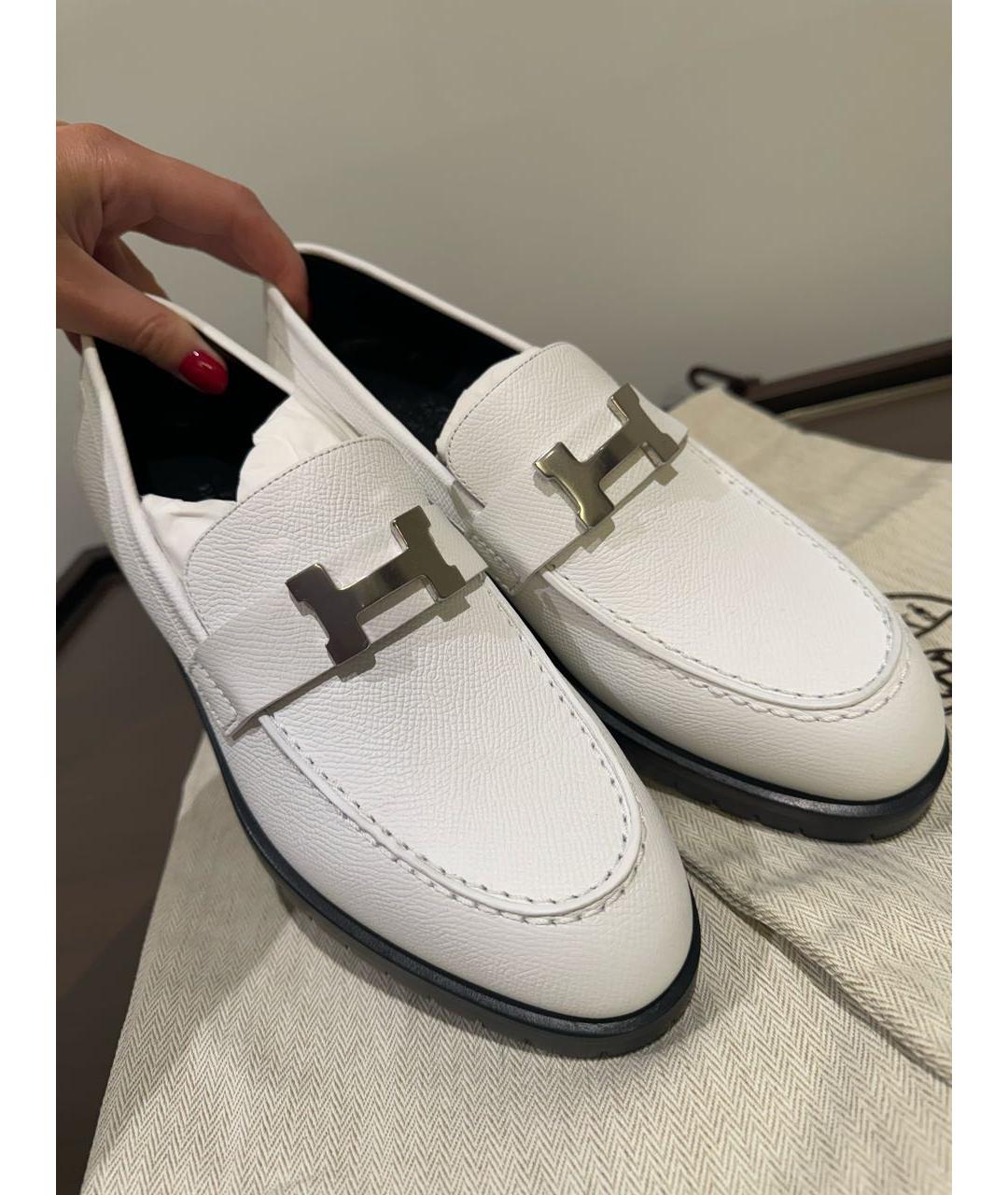 HERMES PRE-OWNED Белые кожаные лоферы, фото 2