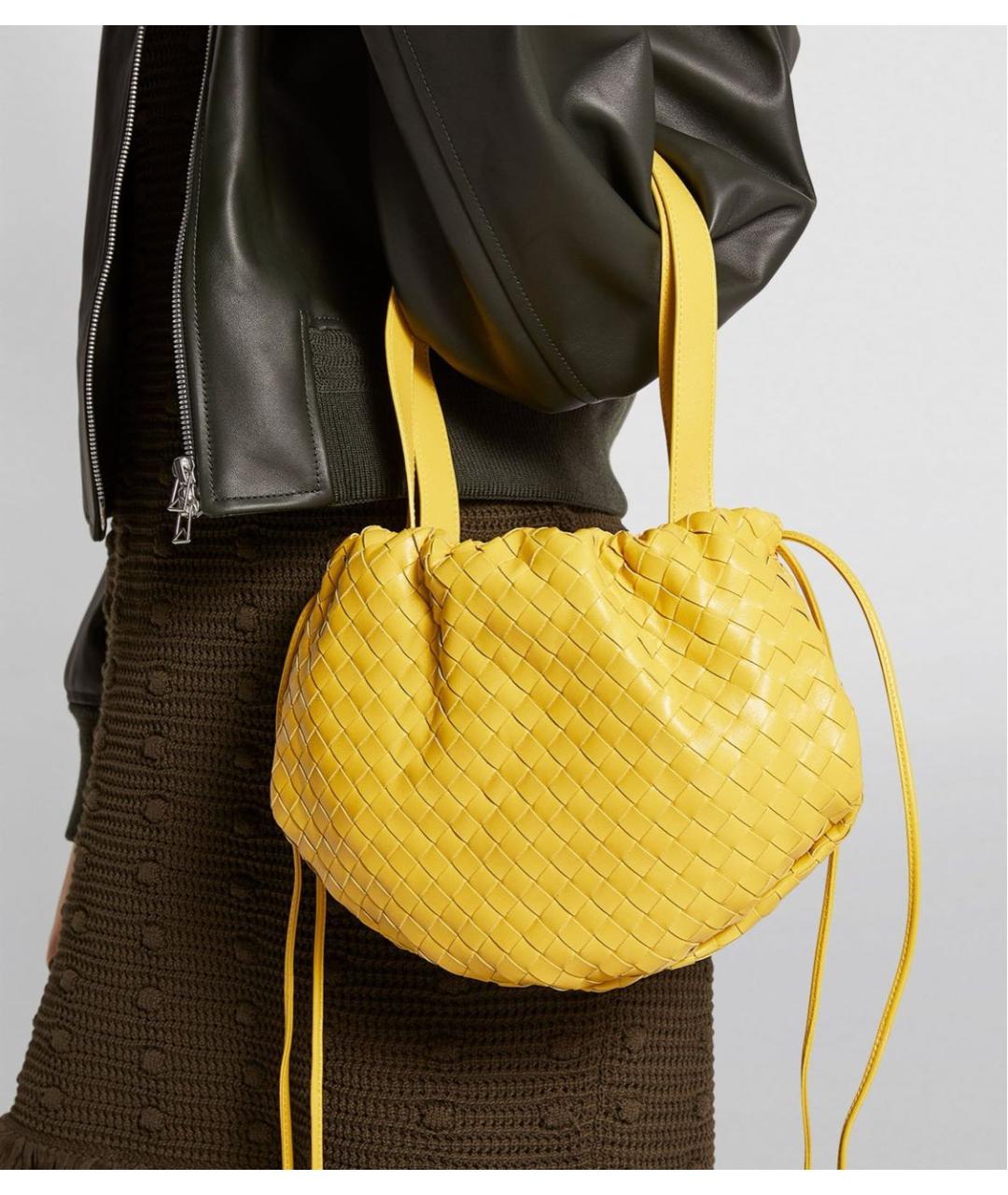 BOTTEGA VENETA Желтая кожаная сумка через плечо, фото 5