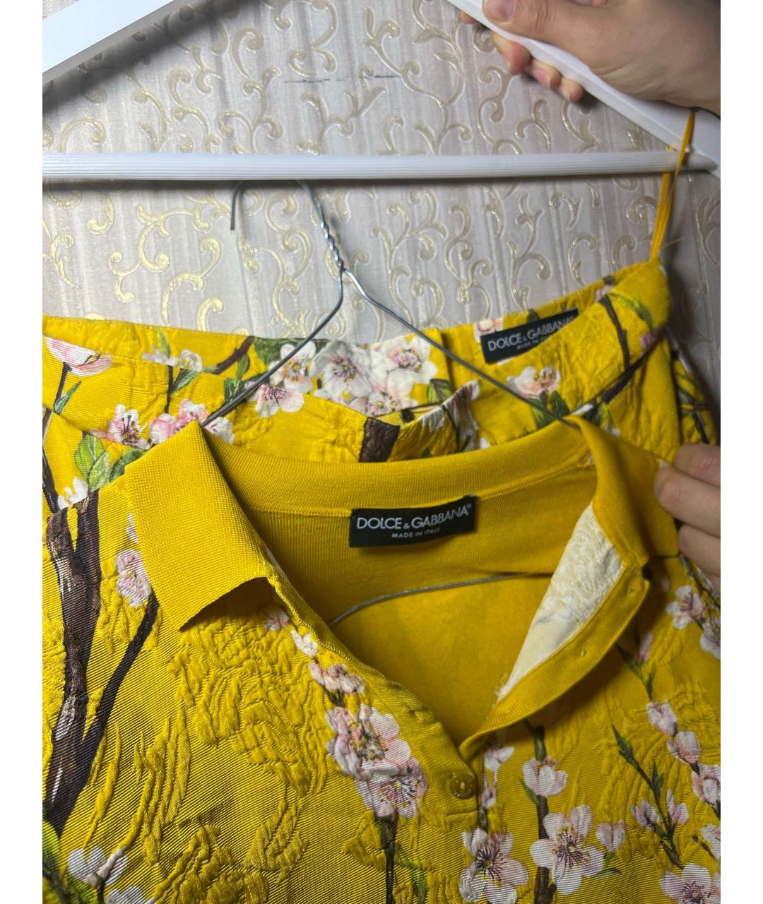 DOLCE&GABBANA Желтый хлопковый костюм с юбками, фото 3
