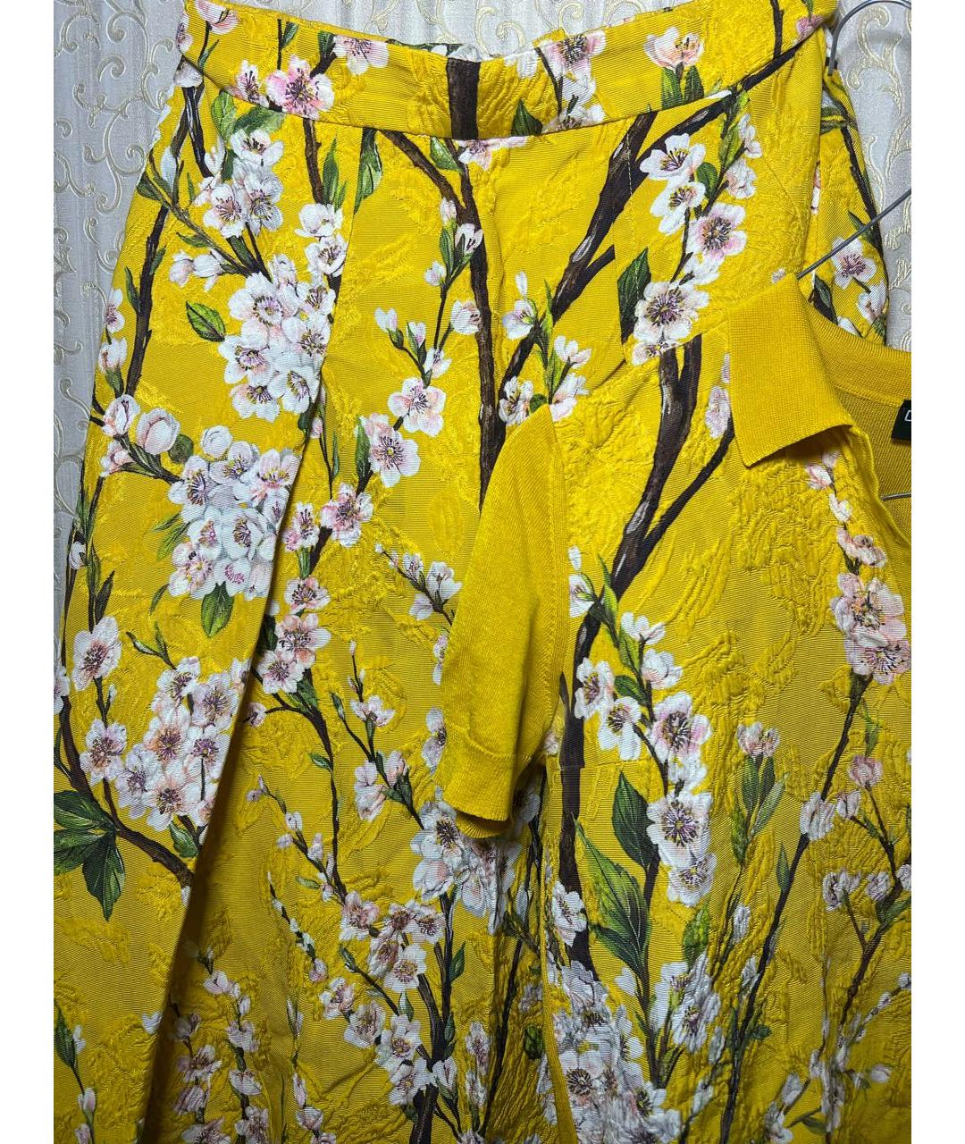 DOLCE&GABBANA Желтый хлопковый костюм с юбками, фото 4
