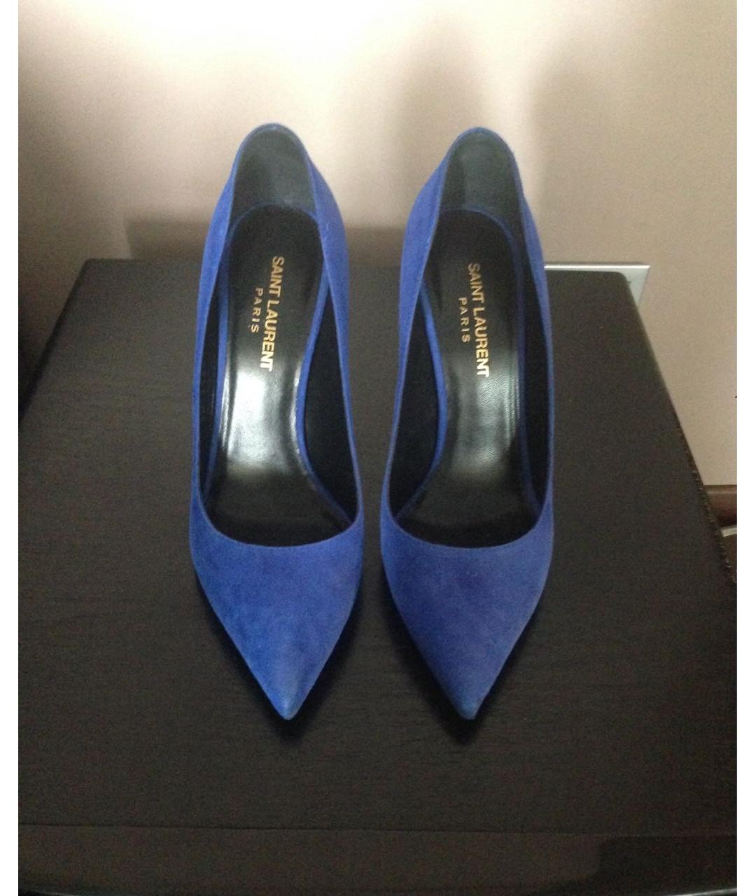 SAINT LAURENT Синие замшевые туфли, фото 2