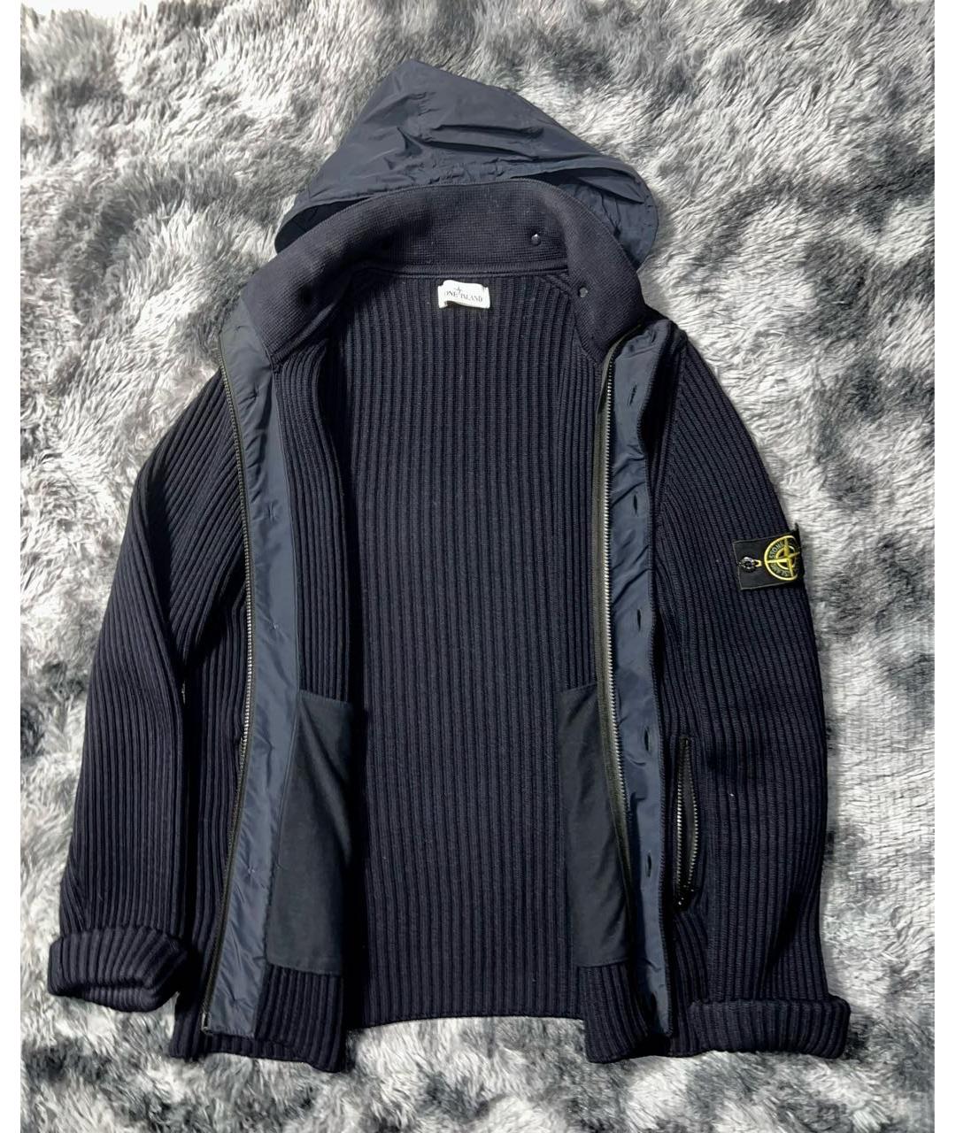 STONE ISLAND Темно-синий шерстяной джемпер / свитер, фото 2