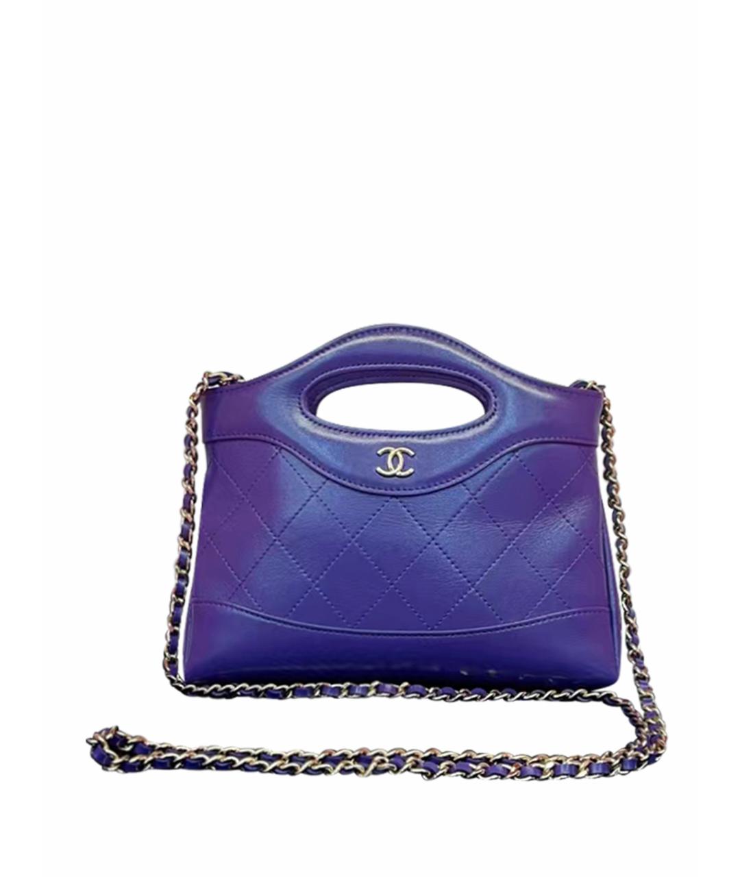 CHANEL PRE-OWNED Фиолетовая кожаная сумка с короткими ручками, фото 1