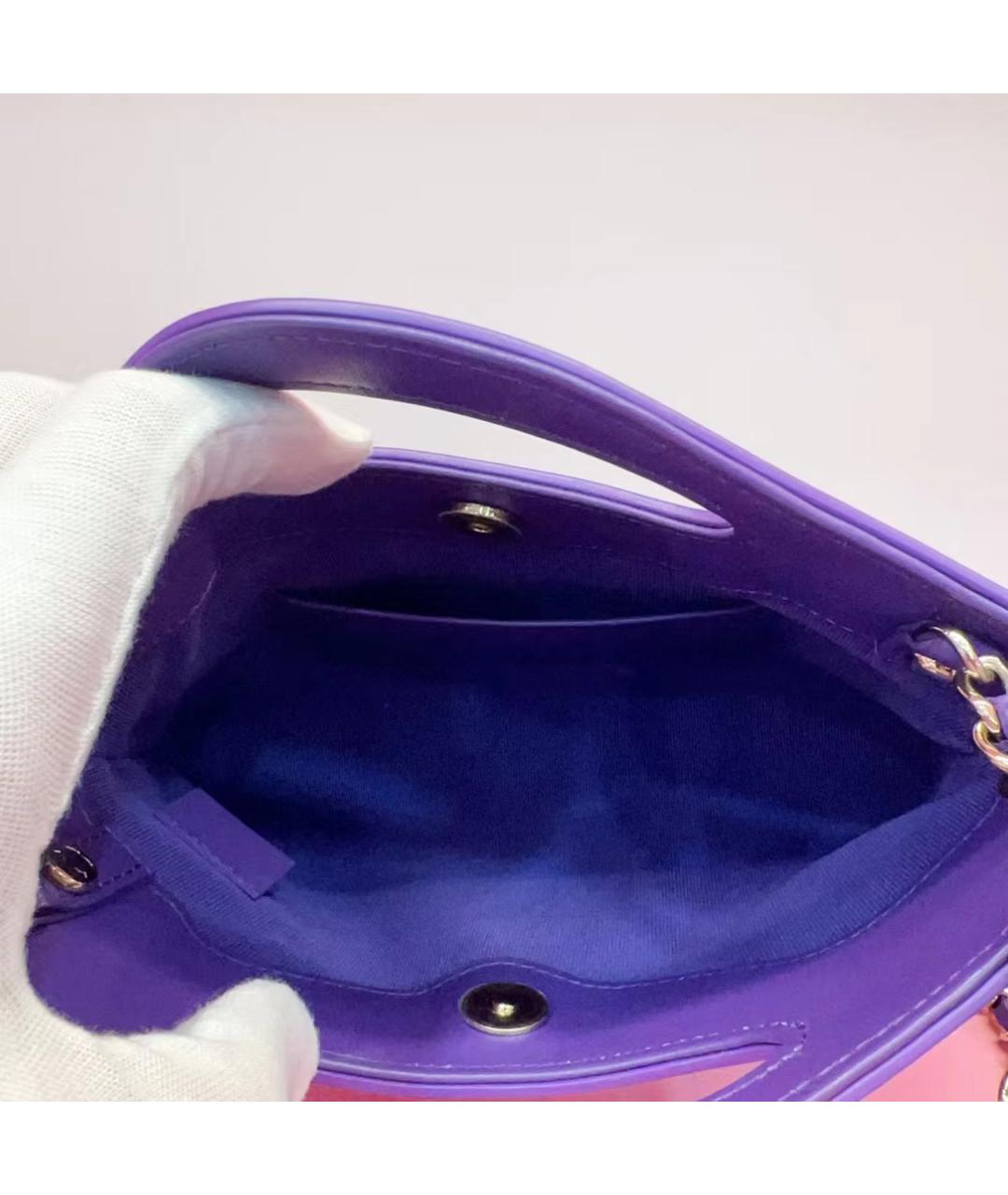 CHANEL PRE-OWNED Фиолетовая кожаная сумка с короткими ручками, фото 7