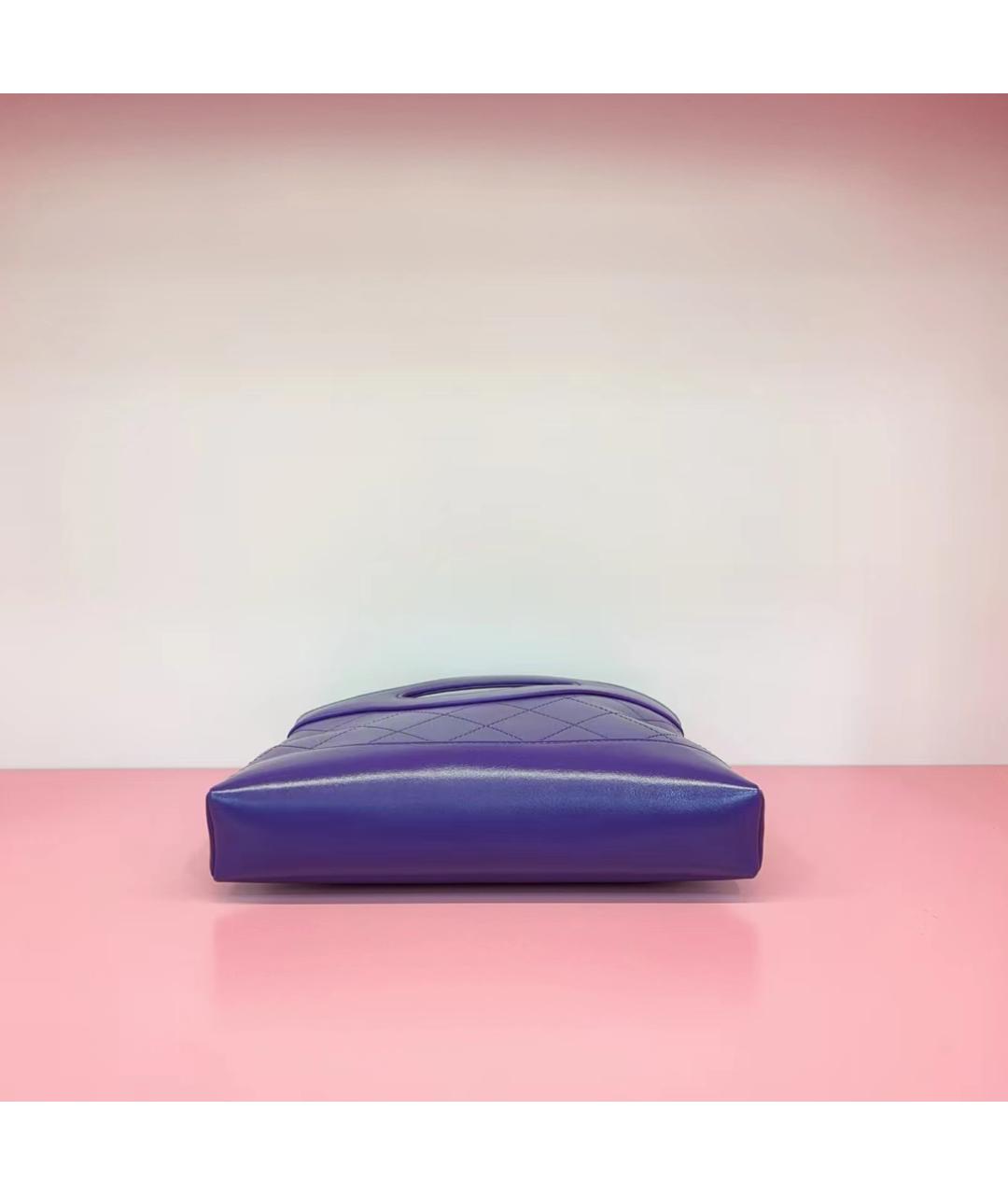 CHANEL PRE-OWNED Фиолетовая кожаная сумка с короткими ручками, фото 6