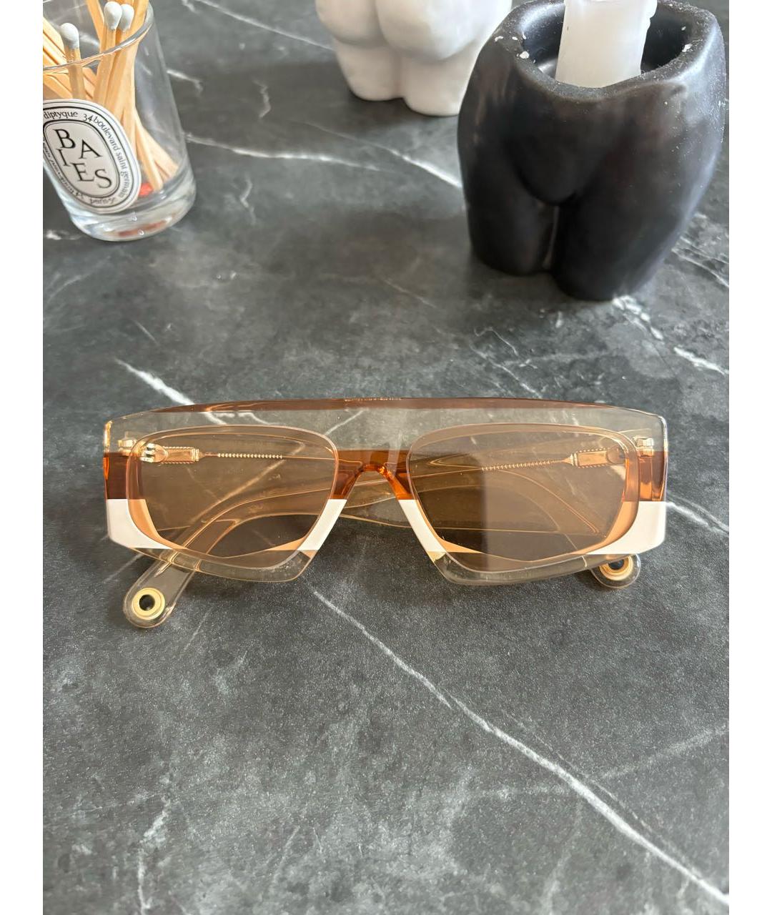JACQUEMUS Оранжевое пластиковые солнцезащитные очки, фото 7