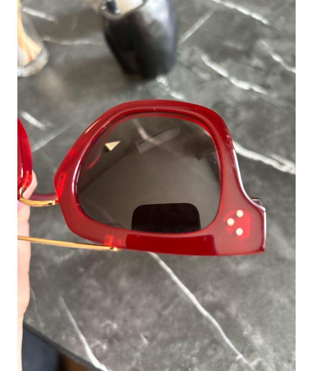 CELINE PRE-OWNED Красные пластиковые солнцезащитные очки, фото 4