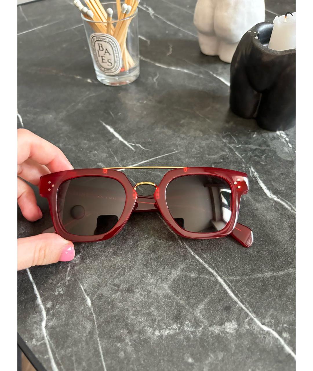 CELINE PRE-OWNED Красные пластиковые солнцезащитные очки, фото 7
