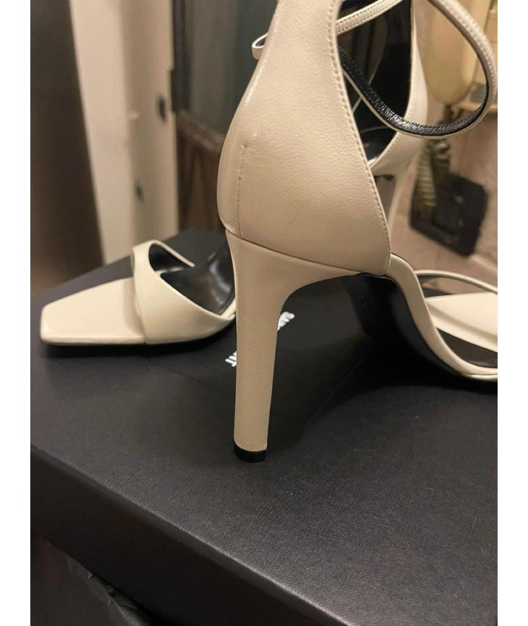 SAINT LAURENT Белые кожаные босоножки, фото 5