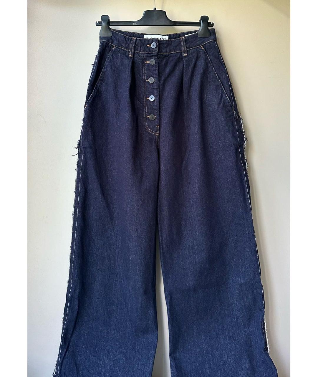 LOEWE Темно-синие хлопковые джинсы клеш, фото 4