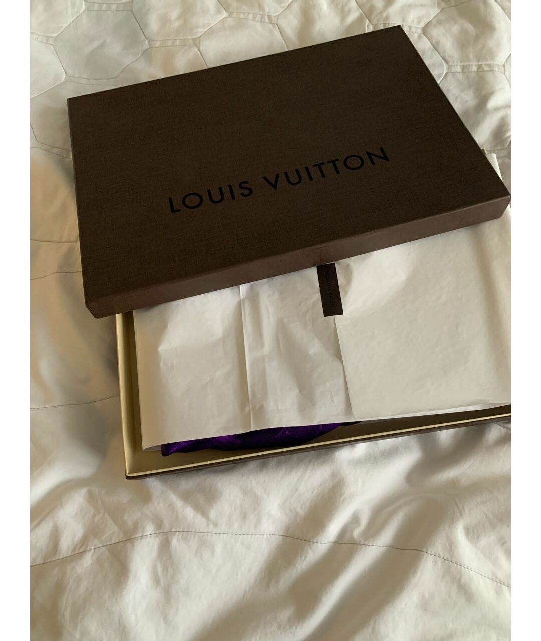 LOUIS VUITTON PRE-OWNED Фиолетовый шелковый шарф, фото 4