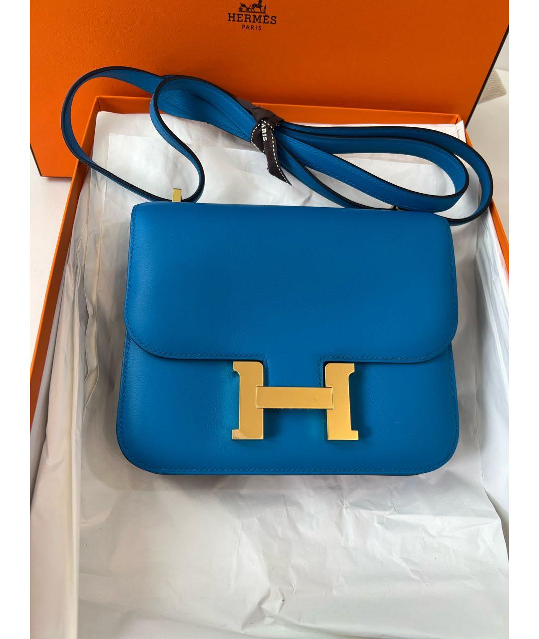 HERMES PRE-OWNED Синяя кожаная сумка через плечо, фото 9