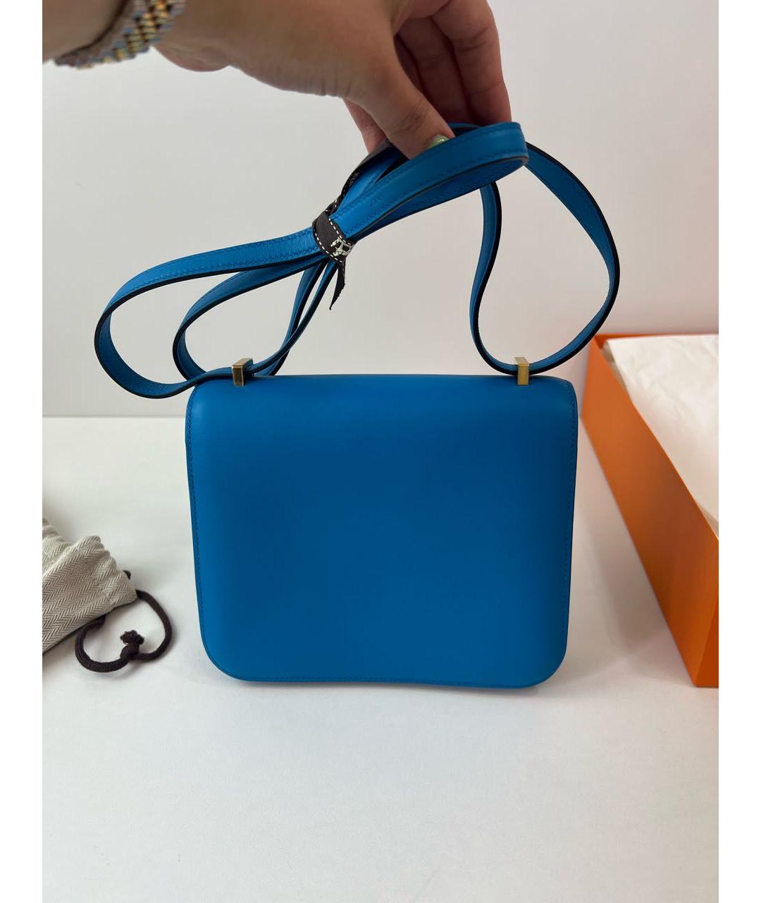HERMES PRE-OWNED Синяя кожаная сумка через плечо, фото 3