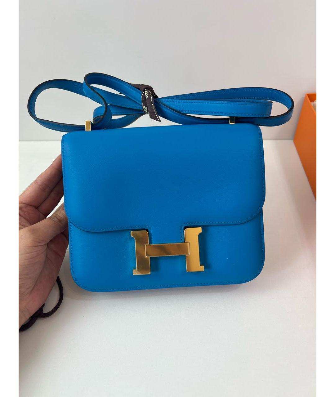 HERMES PRE-OWNED Синяя кожаная сумка через плечо, фото 2