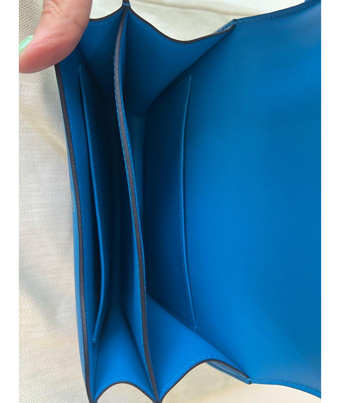 HERMES PRE-OWNED Синяя кожаная сумка через плечо, фото 4