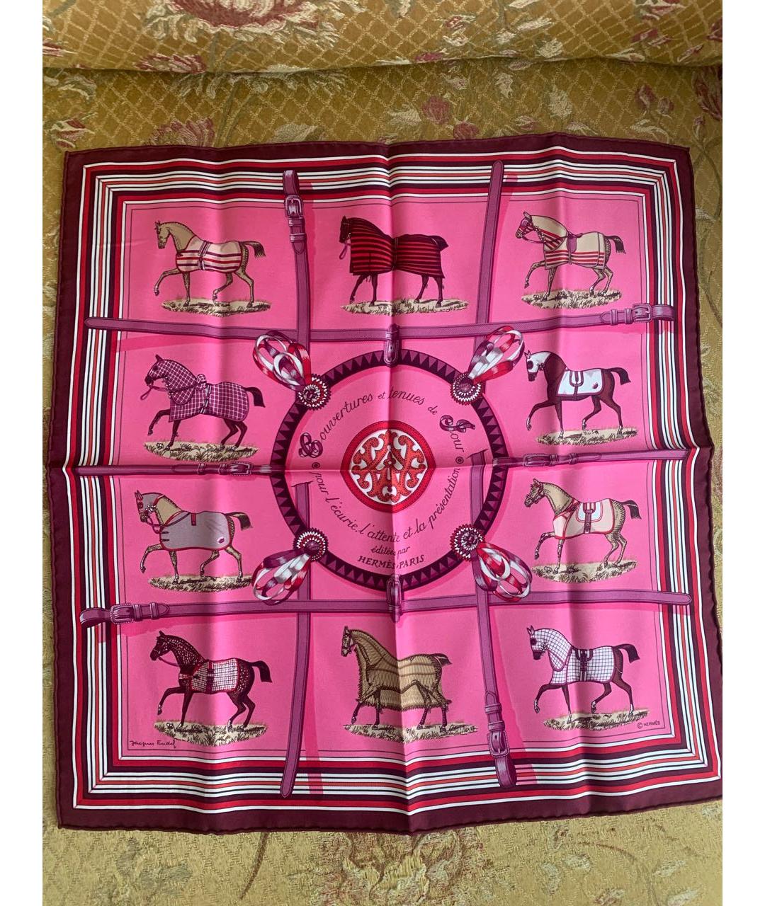 HERMES PRE-OWNED Розовый шелковый платок, фото 5