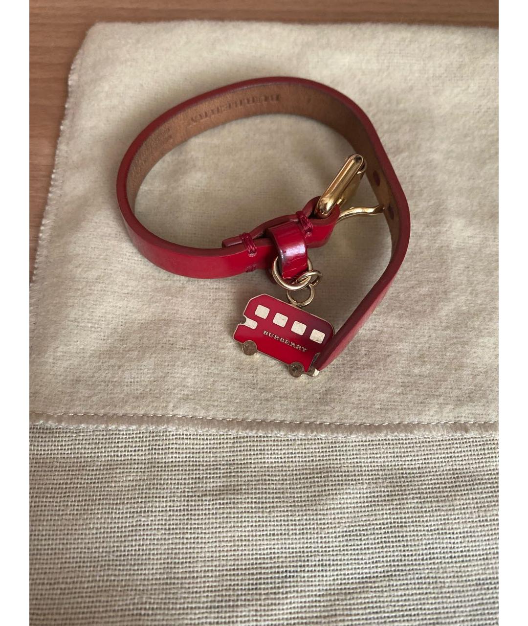 BURBERRY Красный кожаный браслет, фото 5