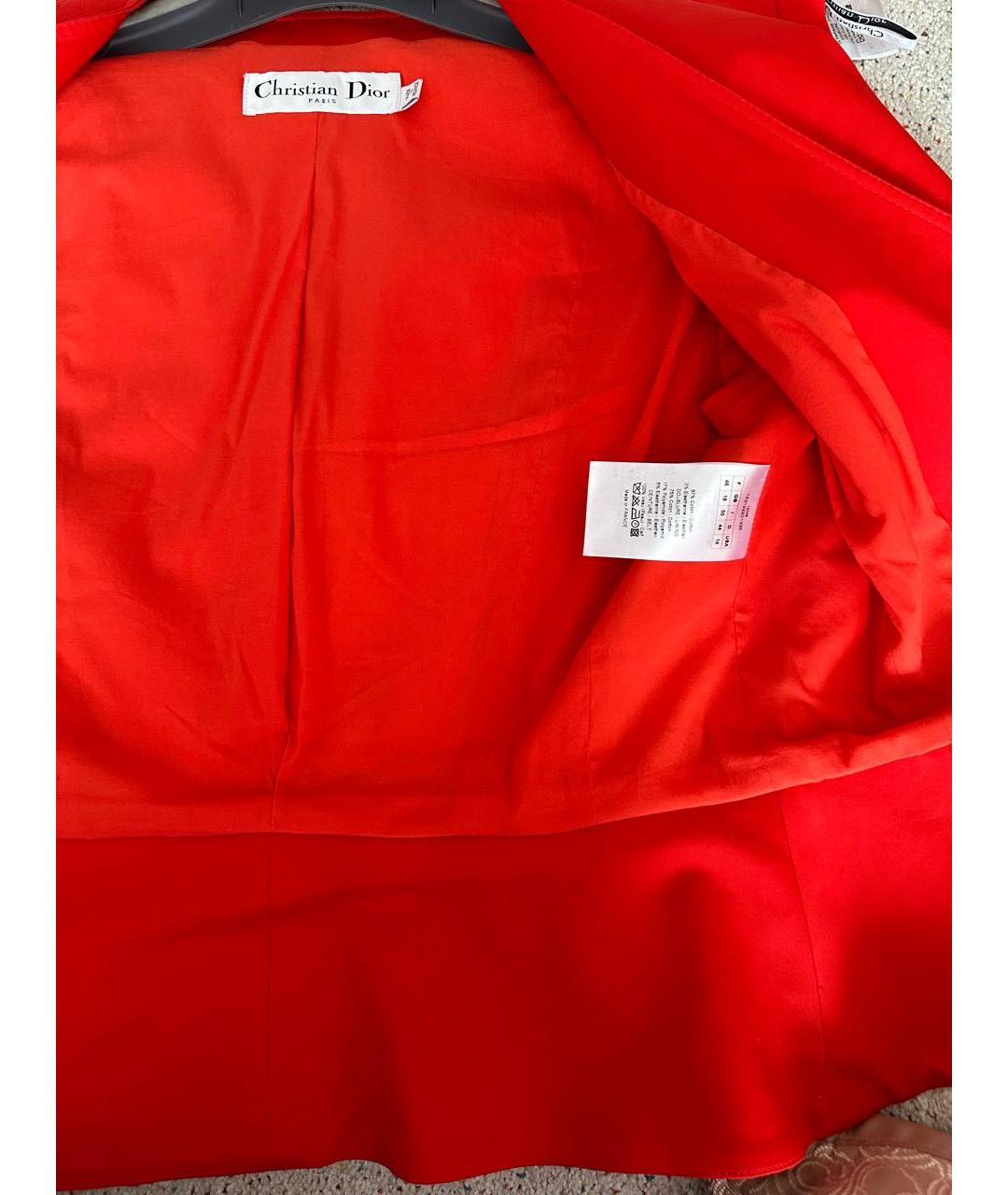 CHRISTIAN DIOR Красный хлопко-эластановый жакет/пиджак, фото 3