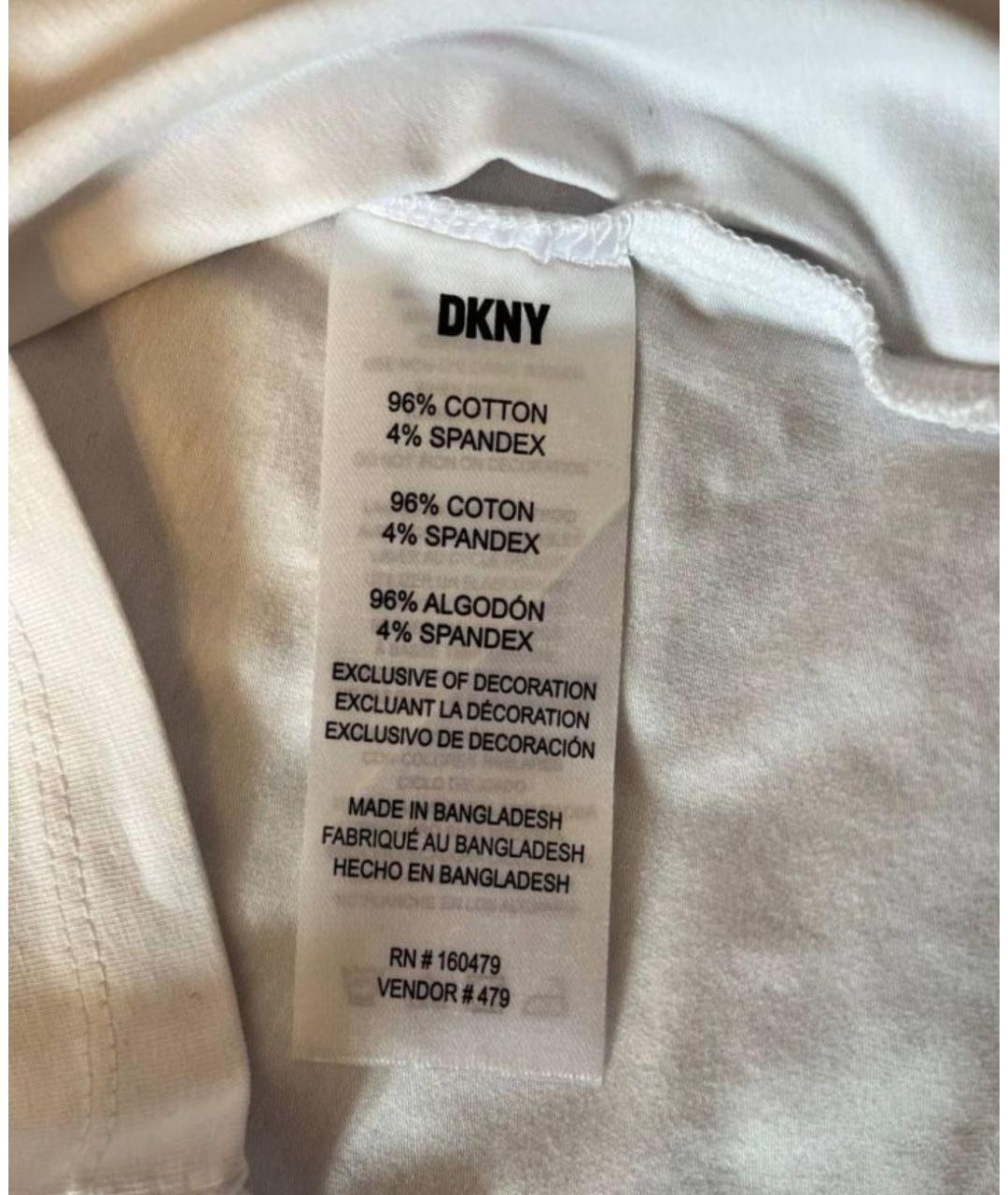 DKNY Белая хлопковая футболка, фото 6