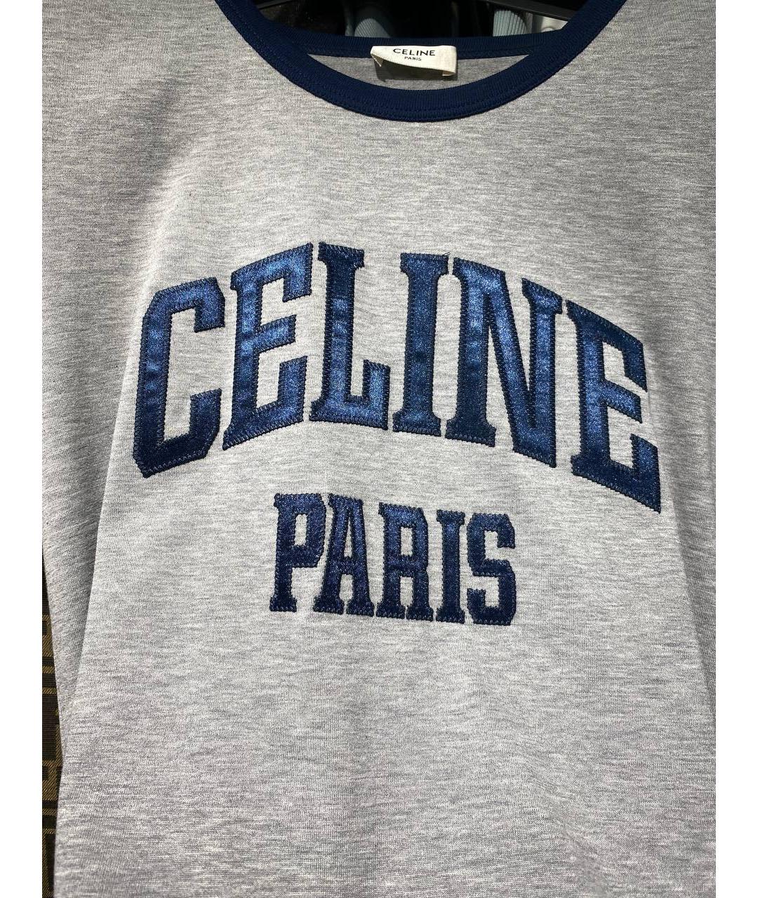 CELINE Серая хлопковая футболка, фото 4