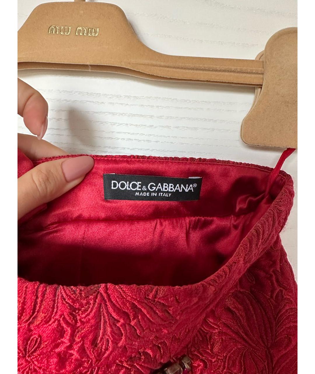 DOLCE&GABBANA Красная полиэстеровая юбка мини, фото 3