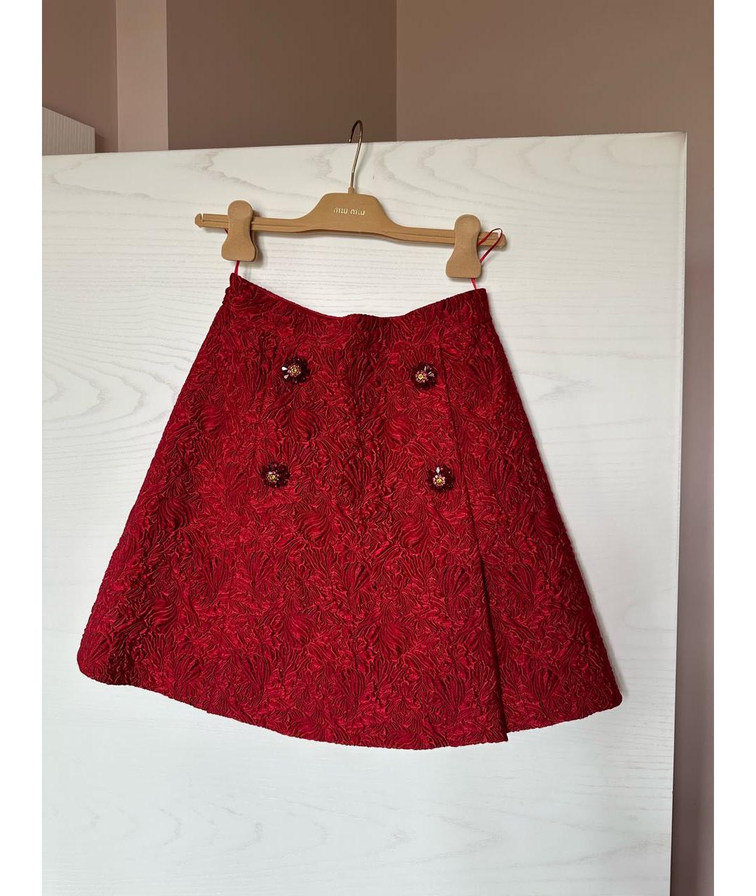 DOLCE&GABBANA Красная полиэстеровая юбка мини, фото 5