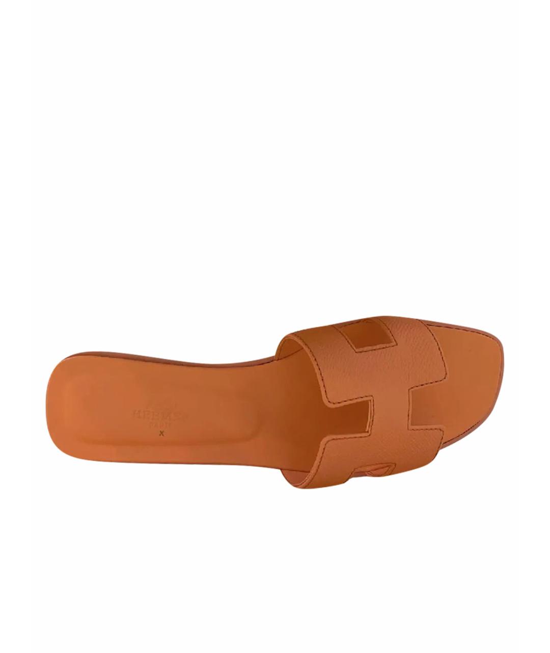 HERMES Оранжевое кожаные сандалии, фото 1