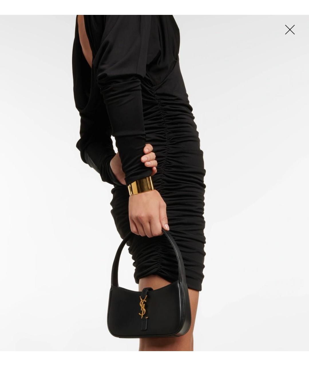 SAINT LAURENT Черная кожаная сумка с короткими ручками, фото 3