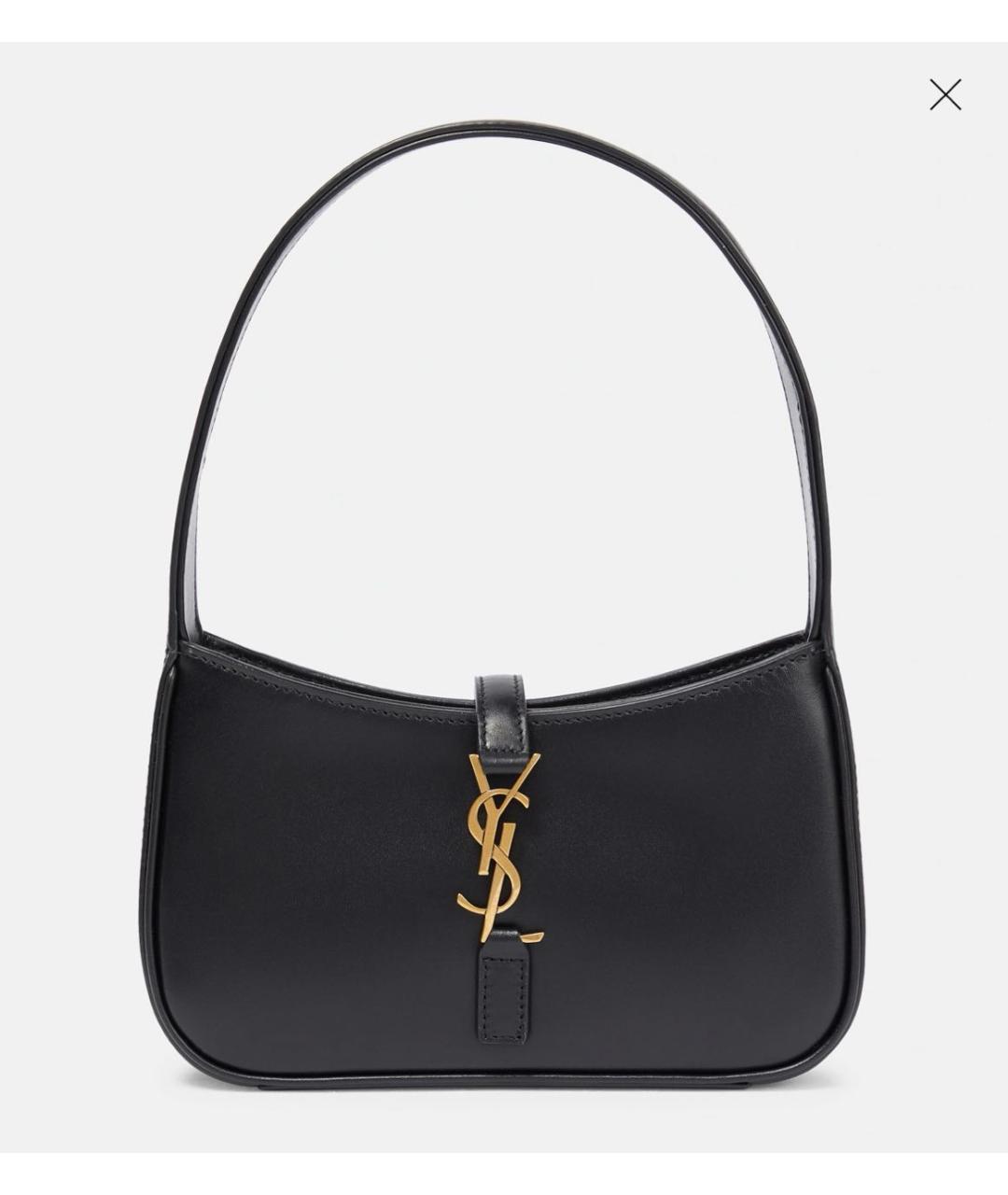 SAINT LAURENT Черная кожаная сумка с короткими ручками, фото 5