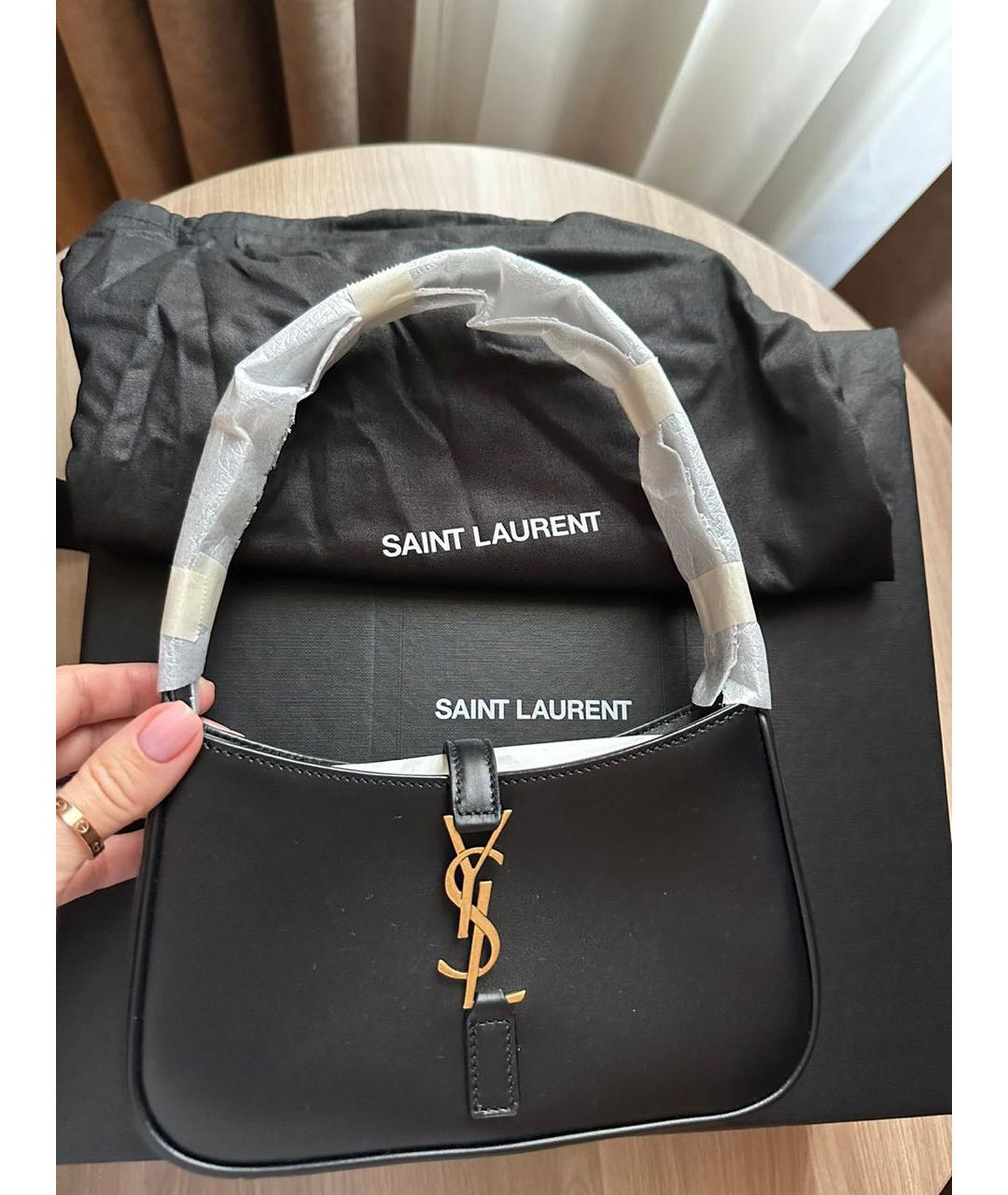SAINT LAURENT Черная кожаная сумка с короткими ручками, фото 2