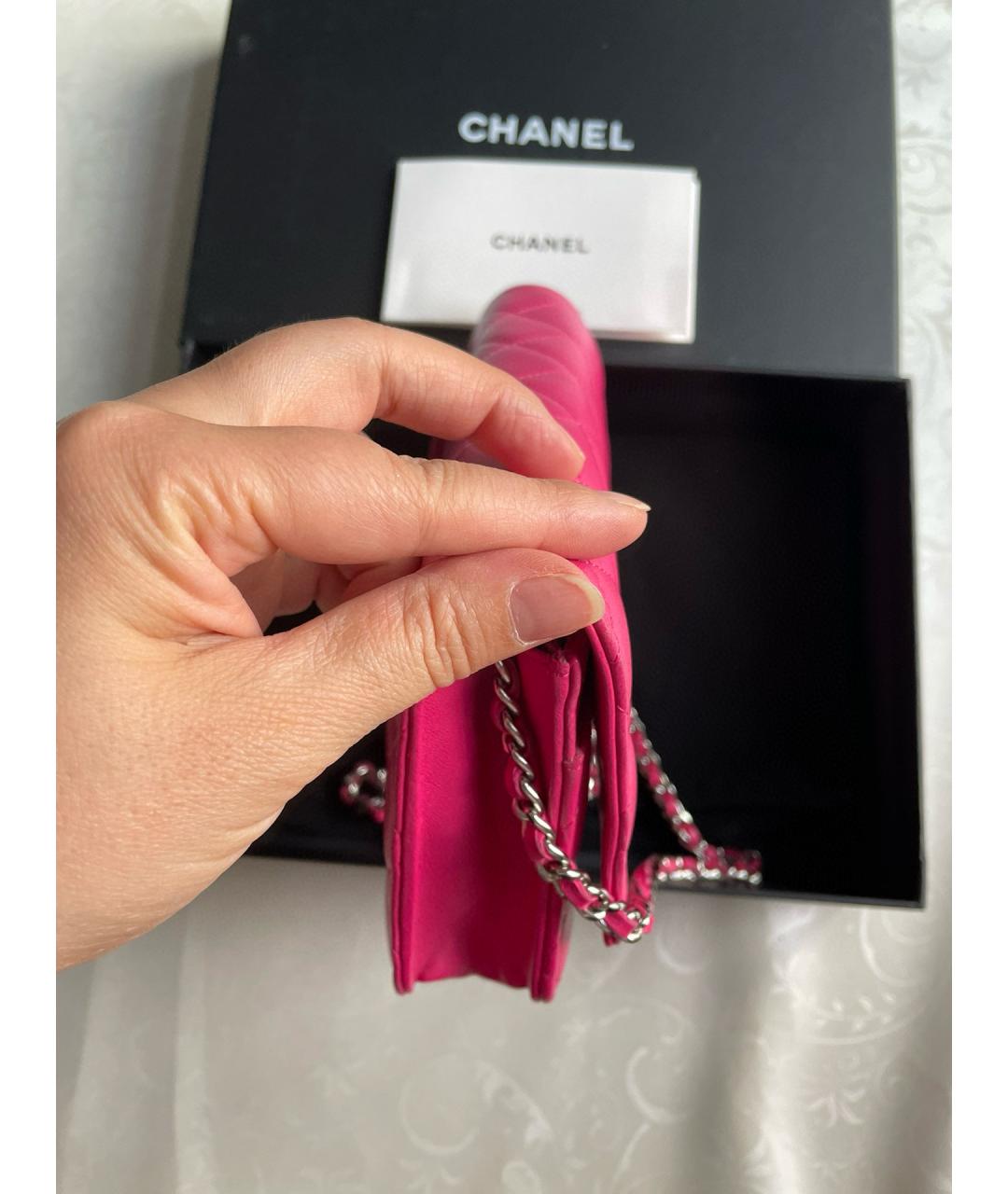 CHANEL Розовая кожаная сумка через плечо, фото 4