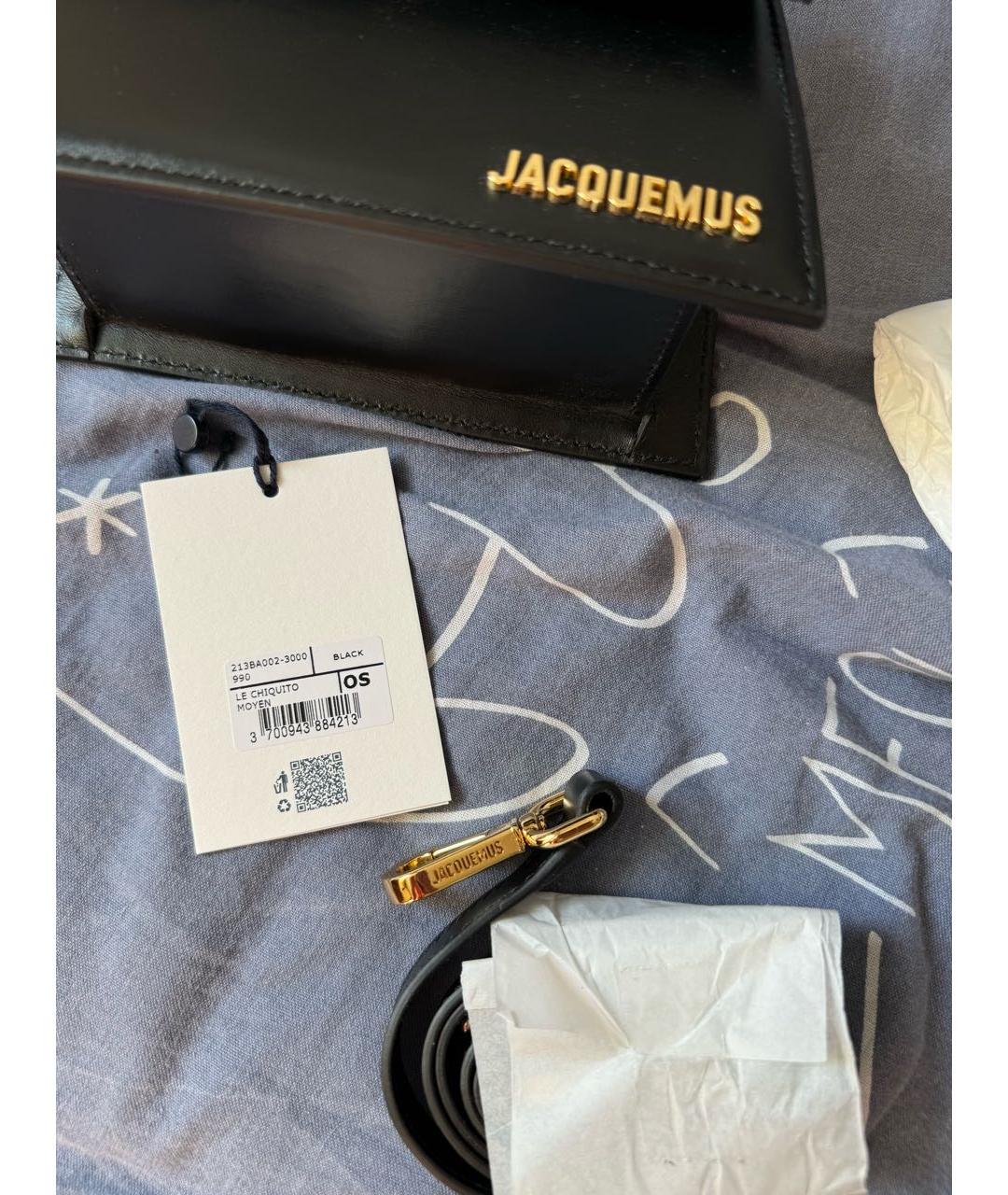 JACQUEMUS Черная кожаная сумка с короткими ручками, фото 7