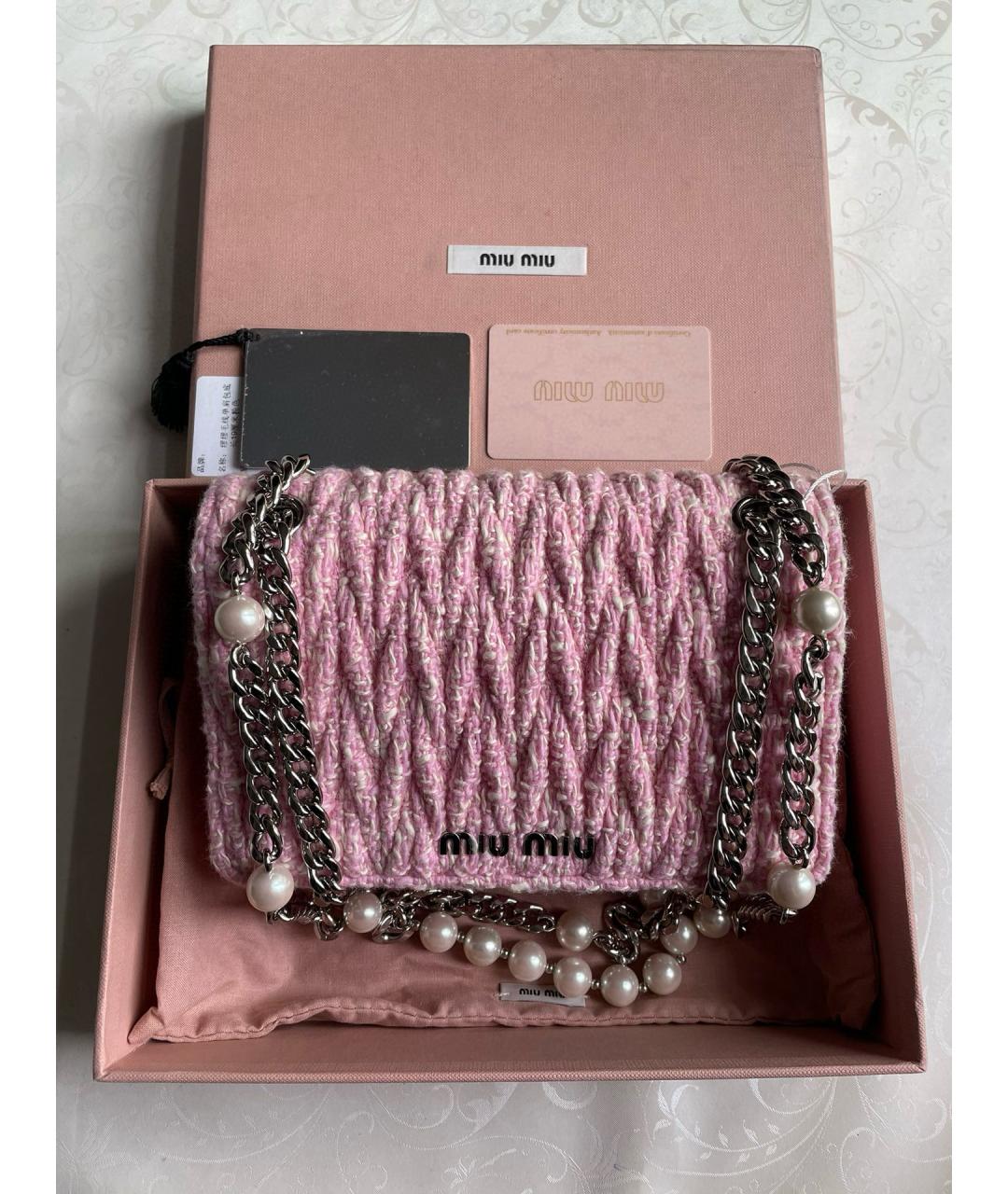 MIU MIU Розовая пелетеная сумка через плечо, фото 7