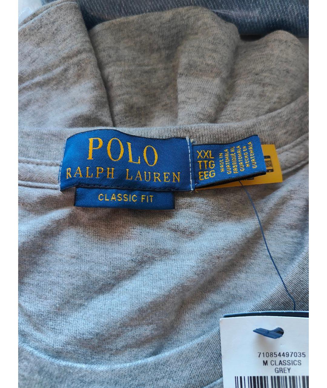 POLO RALPH LAUREN Серая хлопковая футболка, фото 3