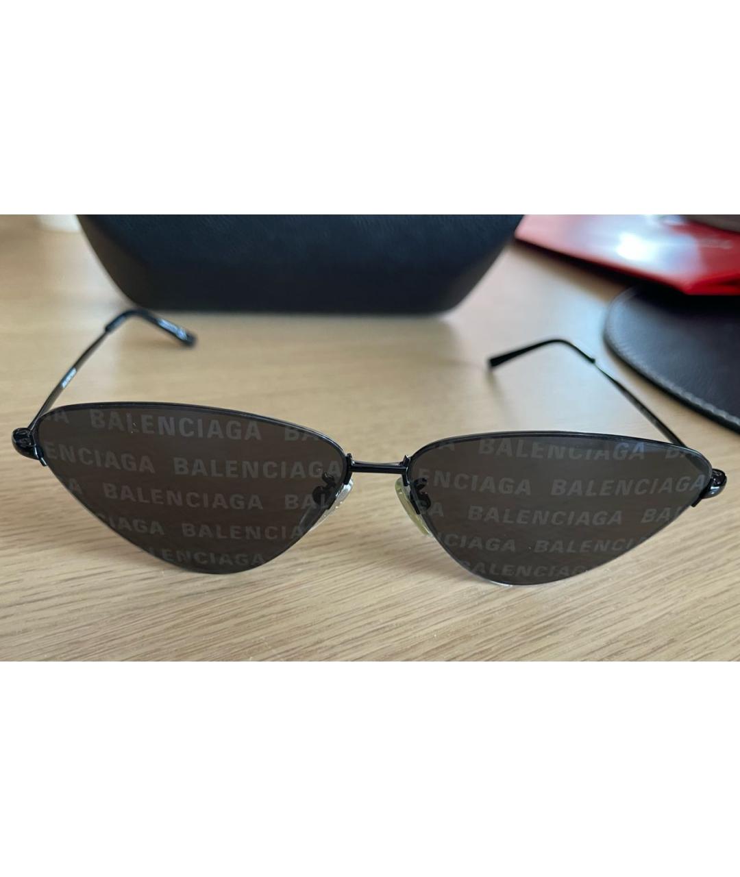 BALENCIAGA Черные металлические солнцезащитные очки, фото 2